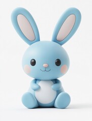 Obraz premium 3D rendering of cartoon Easter blue bunny isolated on white background