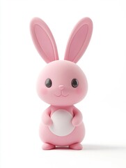 Obraz premium 3D rendering of cartoon pink Easter bunny isolated on white background