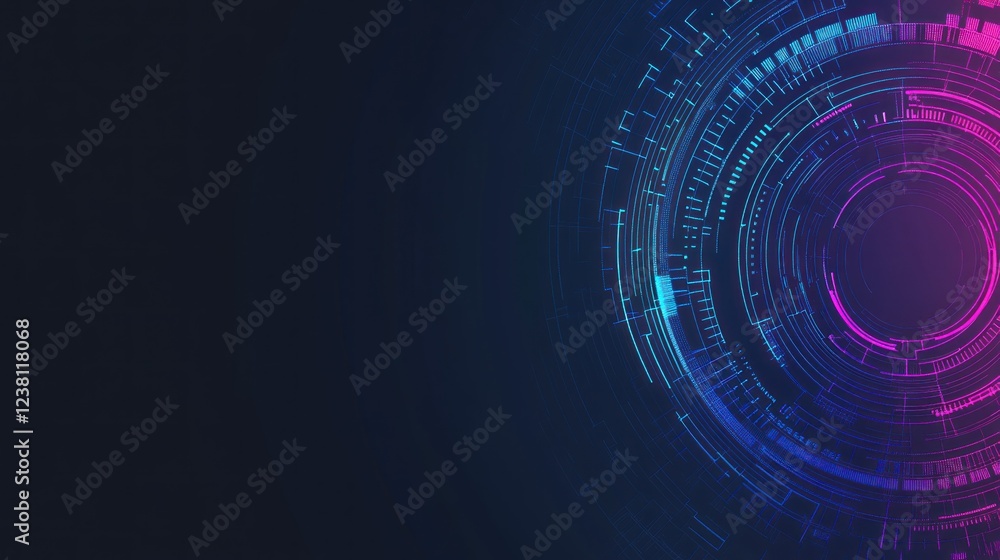 Poster abstract futuristic technology background with glowing circles and lines.