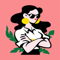 Happy women's day. Girls power. Vector illustration of a cool woman