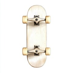 Minimalistic skateboard with light wheels on a clean white background showcasing modern design and casual urban lifestyle