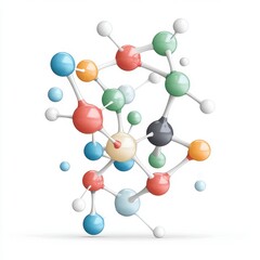 Obraz premium Visually compelling molecular structure featuring colorful atoms and bonds illustrating the complexity of chemical compounds in scientific exploration