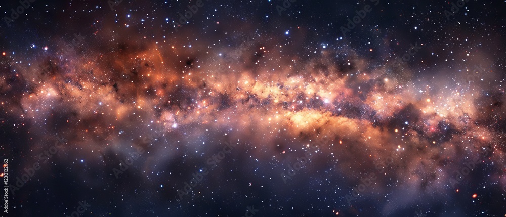 Poster stunning panoramic view of a distant planet system in deep space with vibrant nebulas and stars, 3d 