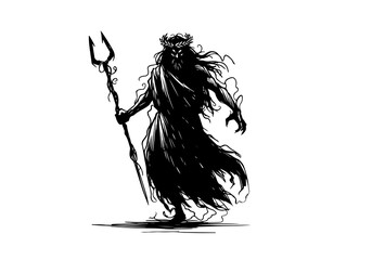 Greek God Hades hand drawn sketch vector
