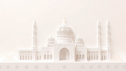 Fototapeta premium AI generative. Graphic illustration of mosque for element ramadan kareem of greeting card on white background. 15