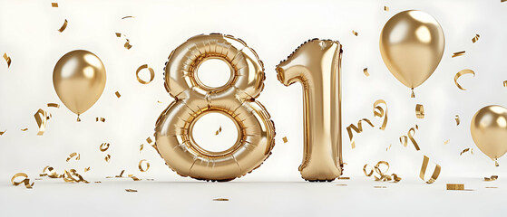 Happy Birthday 81 with gold balloons