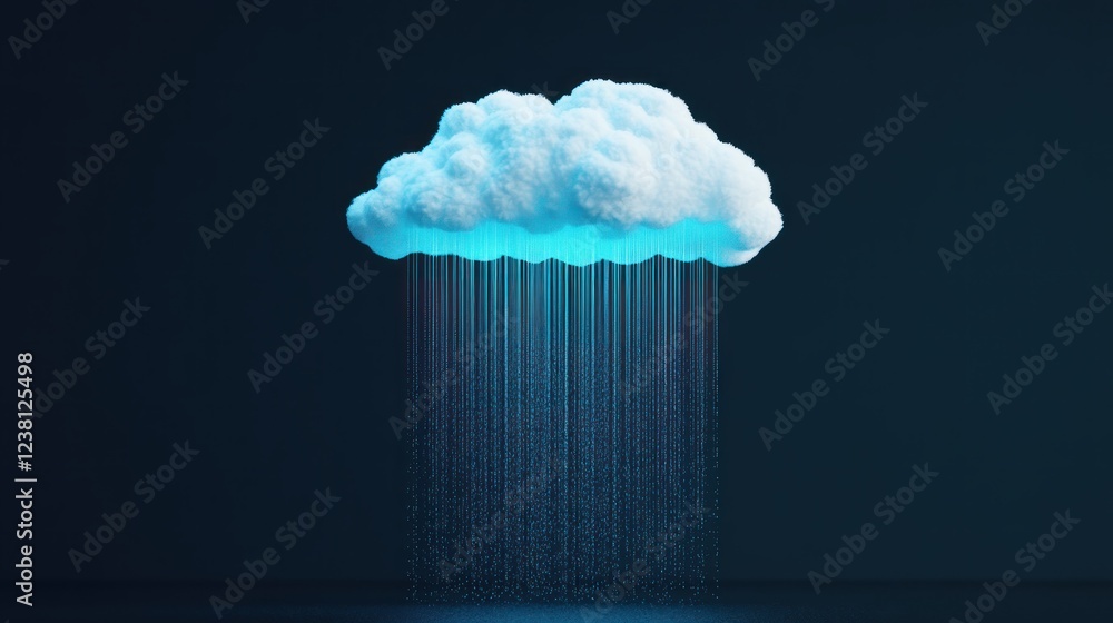 Aufkleber Abstract cloud with rain falling from a blue background creating a calming and serene atmosphere for various design purposes