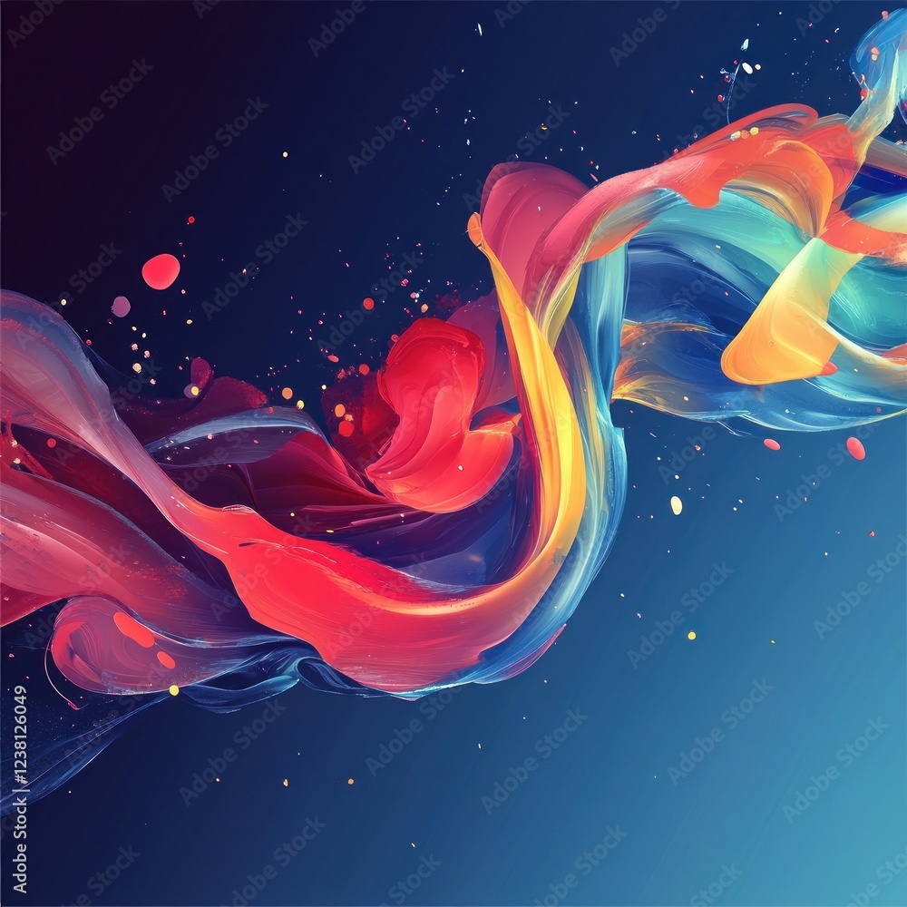 Poster Vivid Colorful Swirls of Abstract Paint on Dark Background for Artistic Designs and Creative Projects