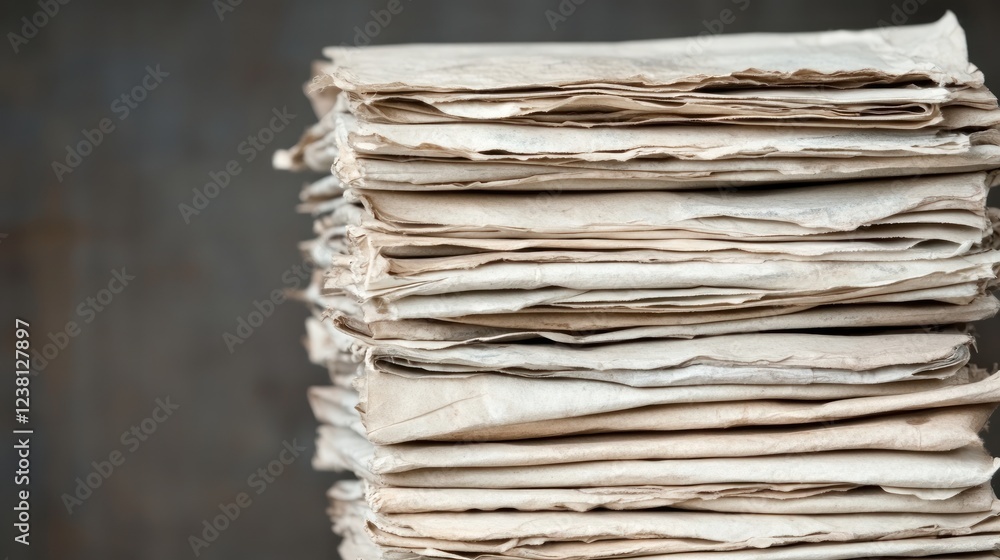 Poster stacked old paper sheets with soft texture and natural tones ideal for vintage background or craftin