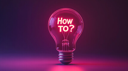 Glowing Light Bulb with How To Text