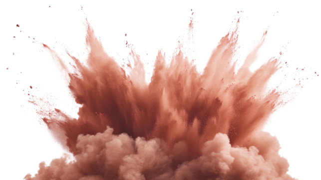 Realistic red powder exploding effect with transparent background