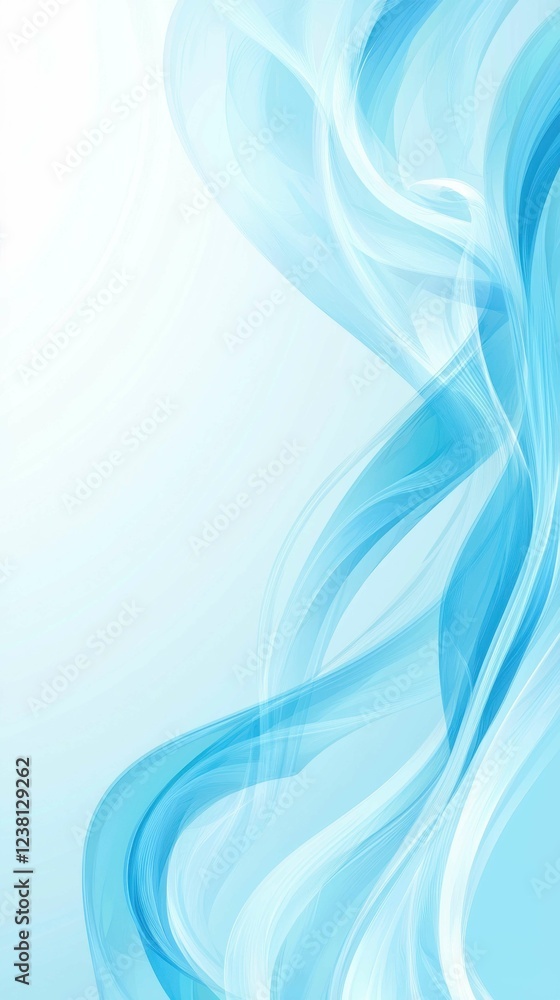 Poster ethereal blue waves on soft gradient background abstract design