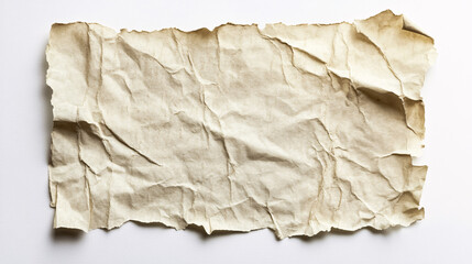 Obraz premium An isolated piece of old, white, folded, torn paper.