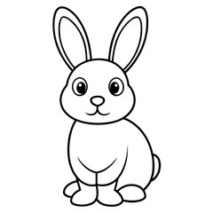 Vector of Coloring page outline of cartoon cute little rabbit on white background.