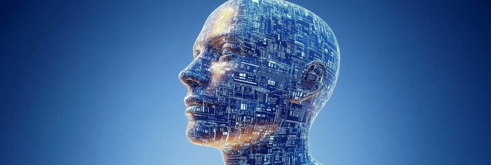 Digital Human Head with Circuitry A Representation of AI, Technology, and Innovation