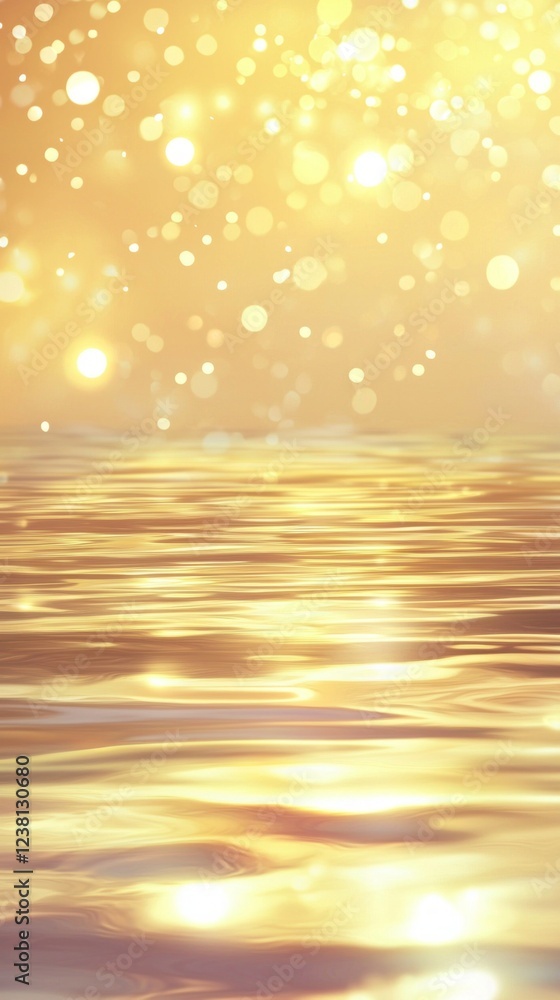 Poster Soft waves glide across the surface as sunlight sparkles in a harmonious display of gold. A tranquil atmosphere envelops the scene, evoking peace and serenity at dusk