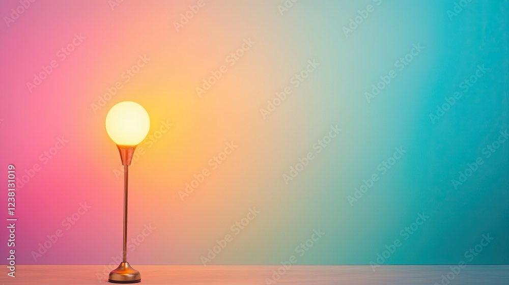 Aufkleber microphone glowing colorful, elegant table lamp with soft glow against a colorful gradient backgroun