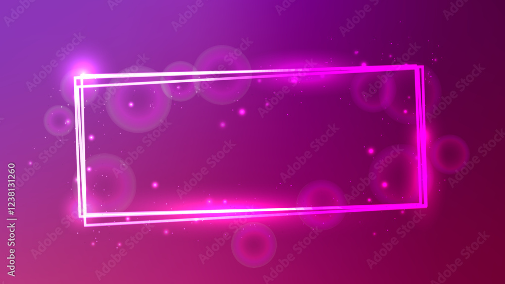 Aufkleber neon rectangular frame with shining effects and sparkles