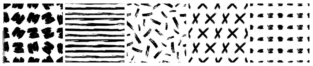 Aufkleber set of seamless patterns with scribble smears