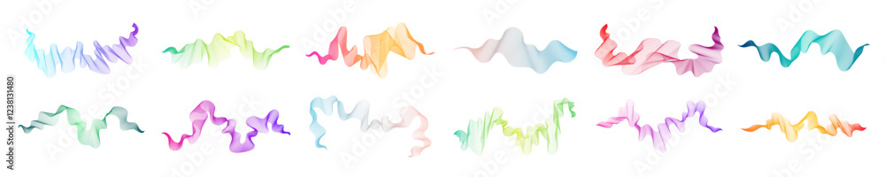 Poster set of abstract backdrops with multicolor waves