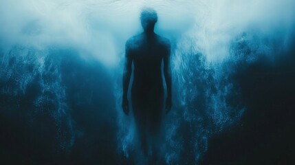 Fototapeta premium Mystical Silhouette Emerging from Water, Surreal and Ethereal Vibes
