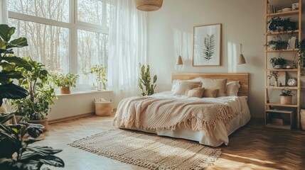 Cozy and Bright Bedroom with Plants and Natural Light