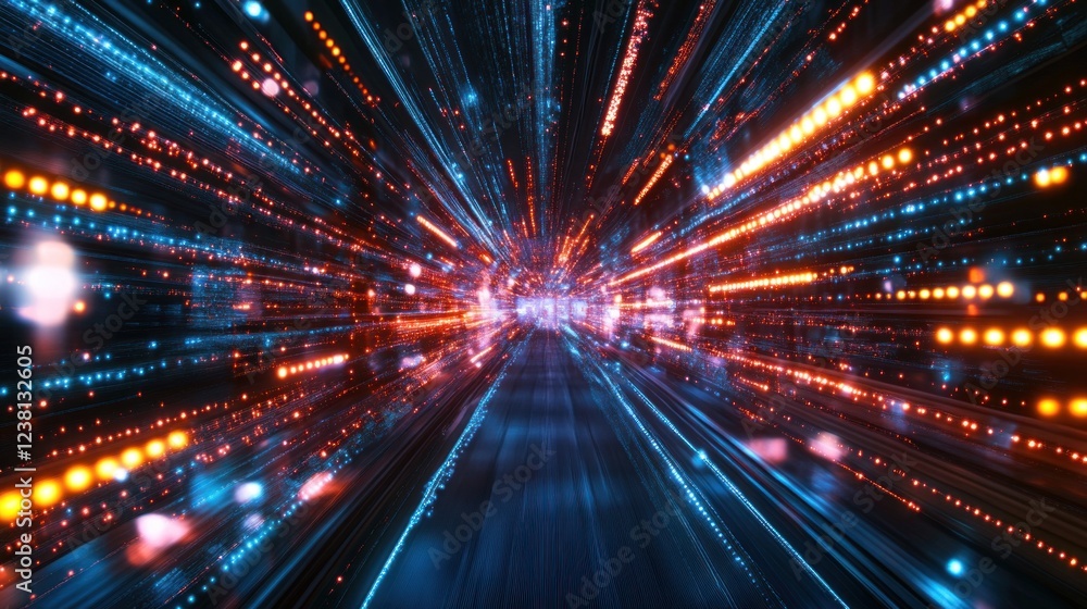 Aufkleber abstract digital tunnel of light and data streams