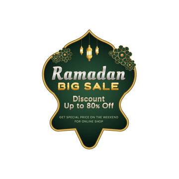 Ramadan islamic label, tags or emblem, lantern, decoration, moon, element for banner, flyer, voucher, brochure, digital marketing, and promotion. Holiday festive premium label vector illustration