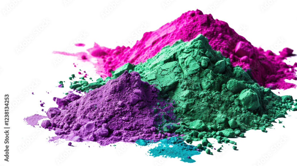 Poster colorful holi powder exploding, creating a vibrant atmosphere with transparent background