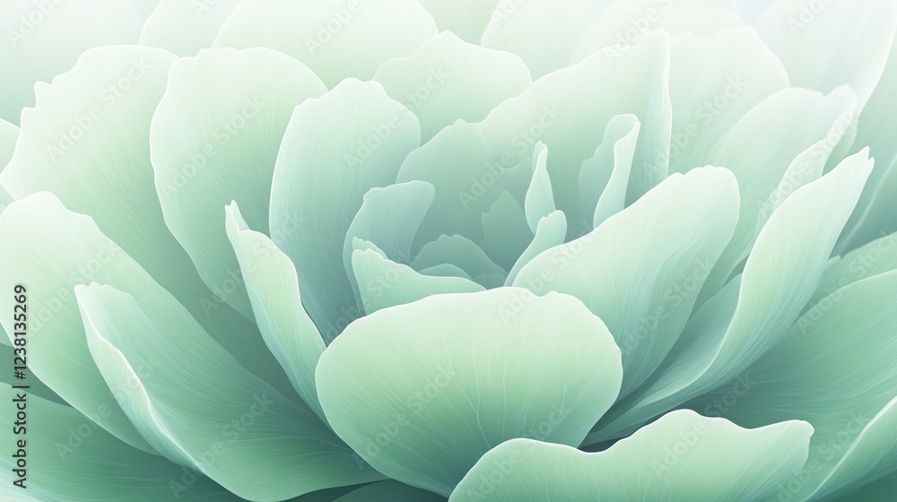 Aufkleber elegant close-up of soft green succulent plant with delicate petals and smooth texture in gentle nat