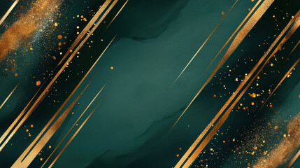 A stylish background featuring deep green tones interwoven with luxurious gold accents