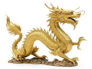 Obraz premium Golden Dragon Engraving Artwork