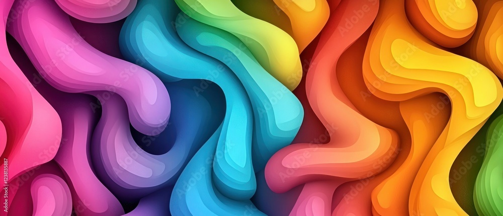 Aufkleber colorful abstract waves with fluid shapes in vivid tones and gradients for creative backgrounds and 