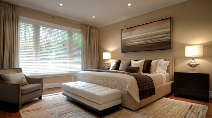 Modern Bedroom Interior with Elegant Decor and Natural Light