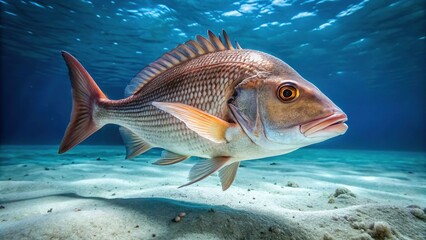 Naklejka premium Australasian Snapper, Erect Fins, Leigh NZ - Underwater Night Photography