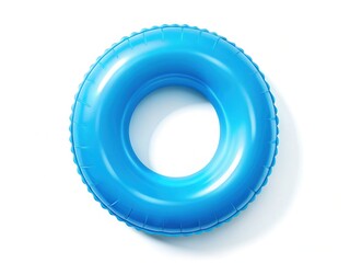 Blue Inflatable Ring Isolated on White: Essential Beach Accessory