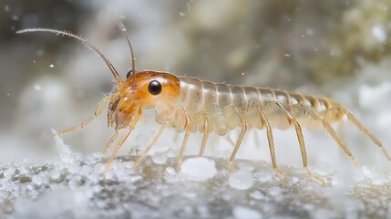 Fototapeta premium Macro Photography of a Translucent Insect on a White Surface
