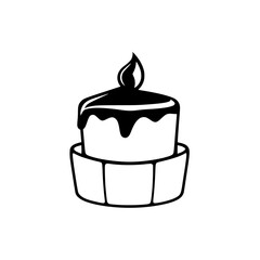 A black and white illustration of a candle with a flame. Perfect for home decor, romantic settings, or adding a touch of vintage aesthetic to your designs.