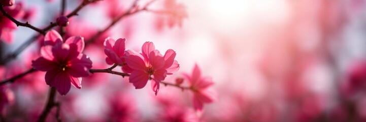 Obraz premium Blossoming cherry tree branches in soft pink hues, symbolizing the arrival of spring and seasonal promotions.