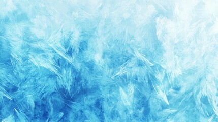 Frosted Blue Background with Intricate Ice Crystal Patterns