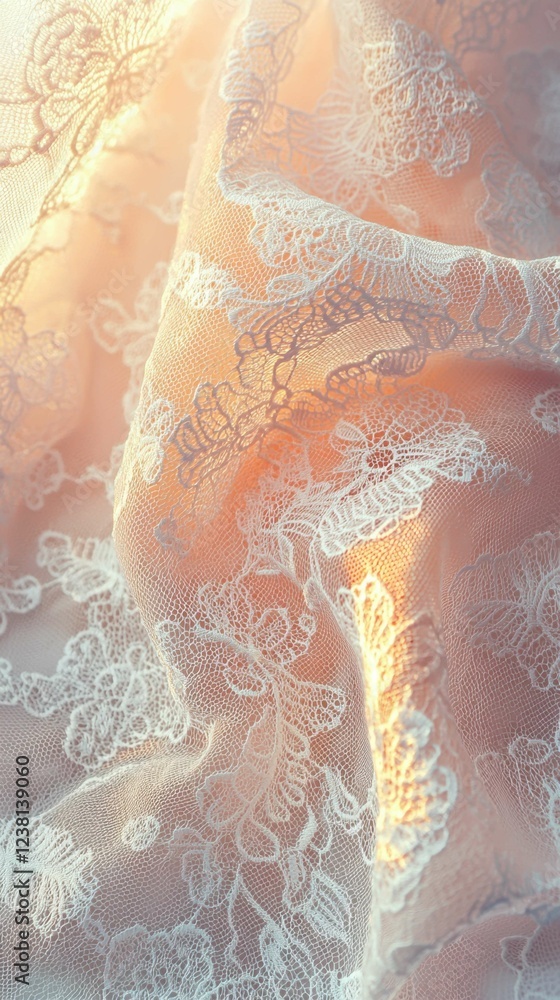 Poster delicate lace fabric with soft colors and intricate patterns
