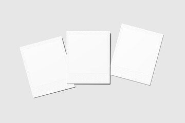 Blank double-size Polaroid mockup with grey background 