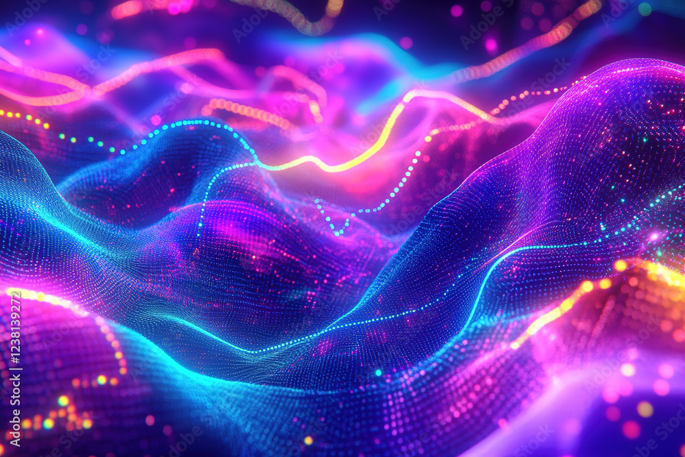 Poster vibrant colorful abstract wave patterns create a mesmerizing visual experience in a digital landscap