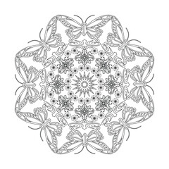  Abstract silhouette line art floral asian decorative mandala design 
