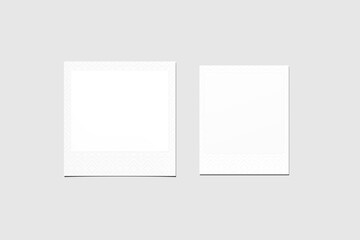 Blank double-size Polaroid mockup with grey background 