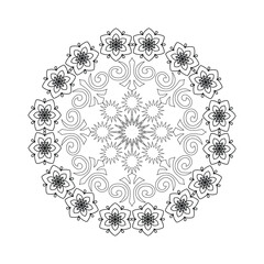  Abstract silhouette line art floral asian decorative mandala design 
