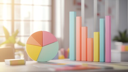 Fototapeta premium Colorful graphs and charts for data analysis.