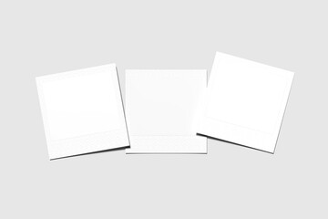 Blank double-size Polaroid mockup with grey background 