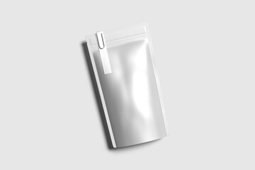 Blank pouch mockup label with background grey 