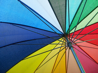 Rainbow umbrella opened close up full color